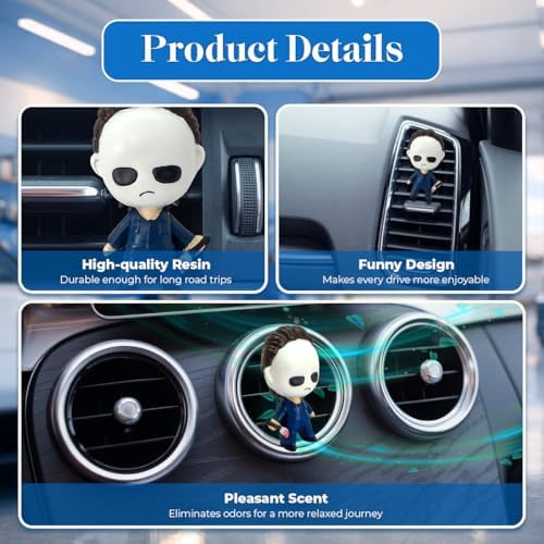 GENANY 3D Resin Horror Car Air Freshener Vent Clip, Hand Painted Halloween