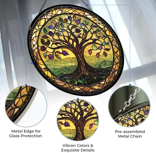 Tree of Life Stained Glass Sun Catcher by Clare Donovan, Wall Hanging Colored Decor Room Indoor Window Decor, Halloween, Christmas Hanging Ornament Mother Day - Image 3
