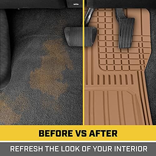 Cat® ToughLiner™ Beige Car Floor Mats - Heavy Duty Trim to Fit Floor Mats for Trucks - All-Weather Truck Accessories & Odorless Rubber Automotive Floor Mats - Car Mats & SUV Floor Liners for Car