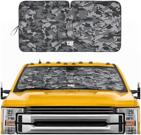 Windshield Sun Shade for Ford F-250 2015-2020, Foldable Front Window Sunshade, UV Heat Blocker, Interior Protection Sun Shield, Keeps Truck Cab Cool, Heavy-Duty Truck Accessory - Gray Camo