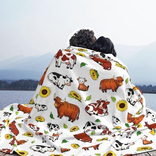 Cow Blanket Highland Cow Blanket Soft Fluffy 60"x50" Farm Cow Sunflower Throw Blanket for Bedroom Living Rooms Sofa Couch Travel Camping Christmas Birthday Gifts for Women Men Kid - Image 6
