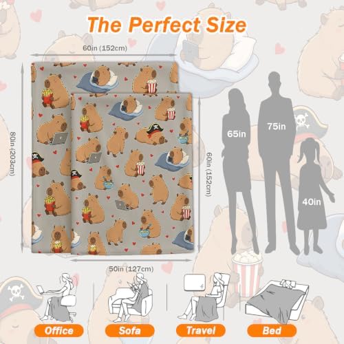 Jekeno Capybara Gift for Girls Boys, Animals Lovers Throw Blanket 50"x60" - Image 6
