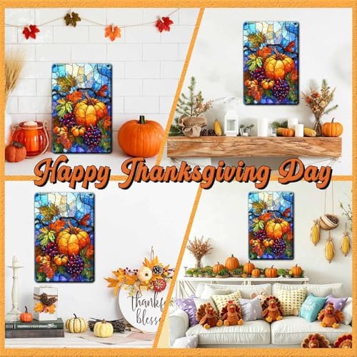 Fall Sign Vintage Thanksgiving Day Tin Sign Pumpkin Decor 8x12Inch - Image 4