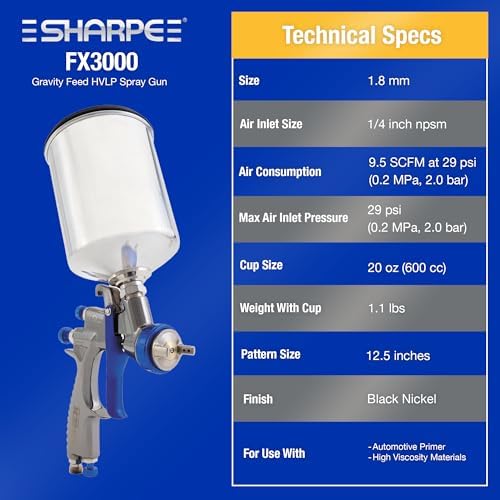 Graco-Sharpe 288882 HVLP FX3000 Paint Spray Gun, 1.8 mm - Image 4