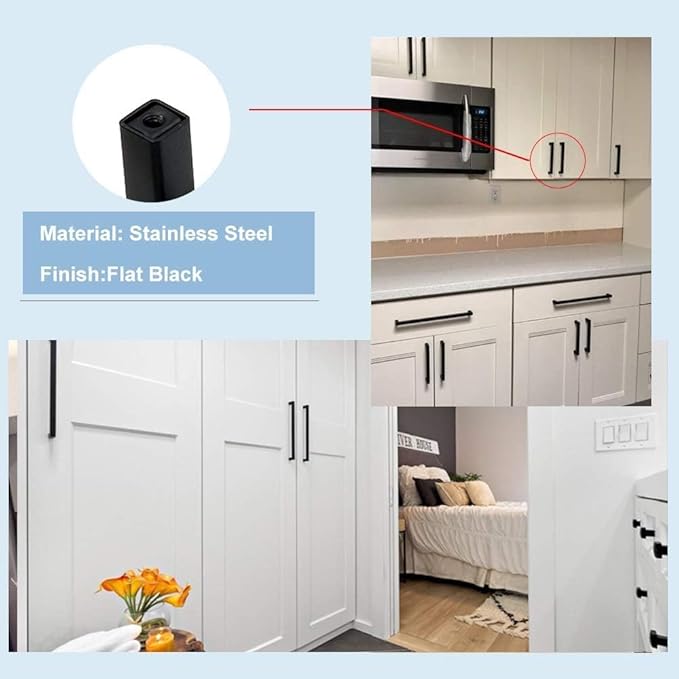 goldenwarm 150 Pack 3 3/4 Inch Black Cabinet Handles Matte Black Drawer Pulls - Image 8