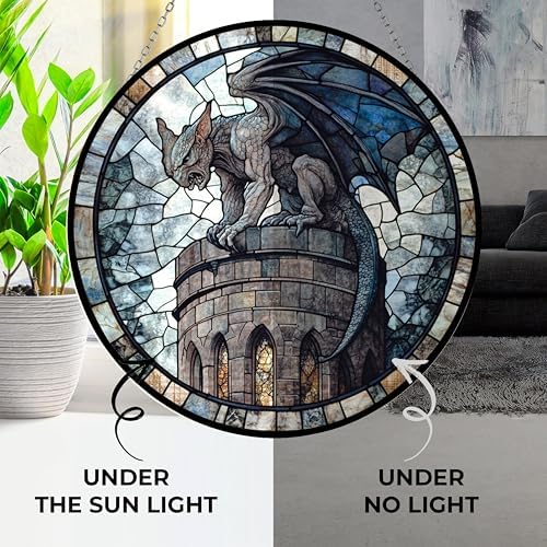 Gargoyle Stained Glass Window Hanging by Clare Donovan, Stained Glass Window Decor Suncatcher for Women, Perfect Home Décor 12" - Image 3
