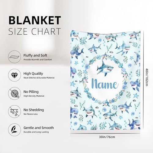 Personalized Shark Pattern Blanket Gifts for Girls Boys Women - Super Soft Cozy Warm Throw Sheet for Couch Bed Sofa Office Decor All Season 30"x40" Pets - Image 5