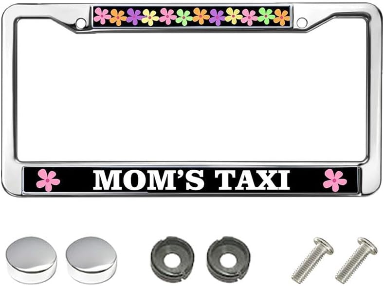 Mom's Taxi Stainless Steel Car Licence Plate Covers License Plate Frame for Women Wife Mom