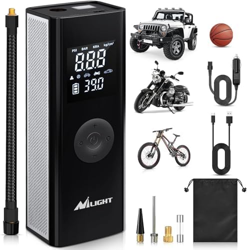 Nilight Tire Inflator Portable Air Compressor Battery Powered Rechargeable 12VDC 150PSI Cordless Tire Pump w/Digital Pressure Gauge 2X Faster Inflation Air Pump for Car Motorcycle