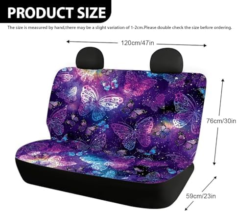 Purple Butterfly Car Back Seat Covers,Non-Slip Interior Protective Covers Rear Facing Cars Seat Cushion Seat Cover