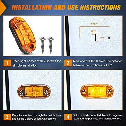Nilight 2.5" Oval Side Marker Light 20PCS 2 Diode LED Indicator Lights