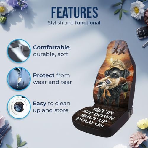 GENANY Duck Hunting Dog Car Seat Covers, 2-Piece Front Seat Set
