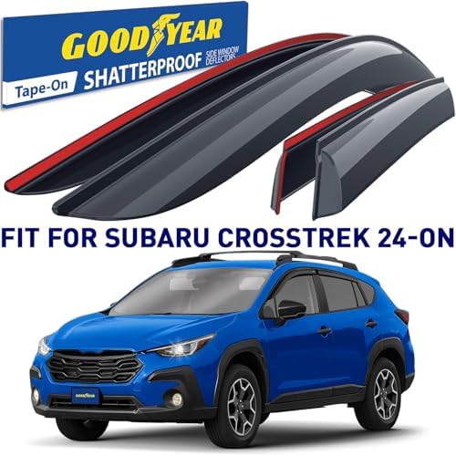 Goodyear Shatterproof Window Deflectors for Subaru XV Crosstrek 2024-2026, Tape-on Rain Guards, Window Visors, Vent Deflector Visor, Car Accessories, 4 pcs. - GY008917
