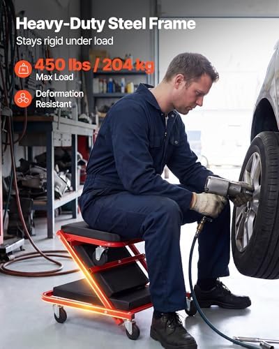 VEVOR 40 in 2-in-1 Folding Mechanic Creeper, Z Creeper Seat & Under Car Garage Roller, 450 lbs Rolling Creeper Stool with 6 Swivel Casters, Padded Headrest for Auto Repair - Image 6