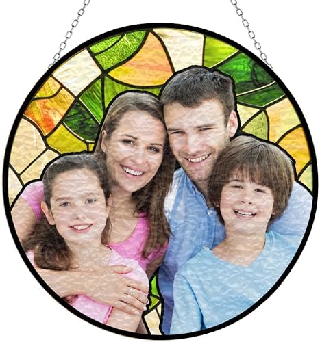 Custom Family Image, Transform Your Photos Into Art, Personalized Window Stained Glass, Father Memorial Gifts, Personalized Family Stained Glass Suncatcher, Custom Photo Ornament by 365CUSGIFTS