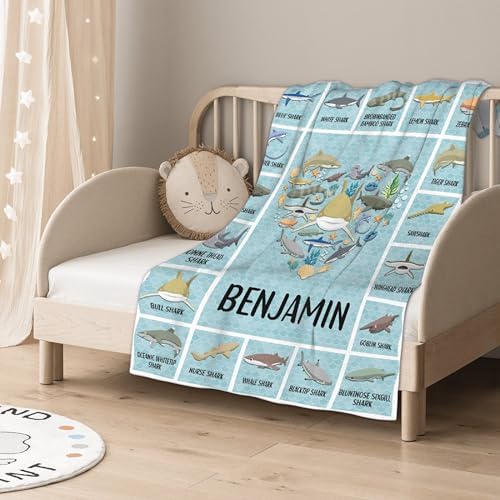 Shark Custom Name Blanket Gifts for Girls Boys Women - Super Soft Cozy Warm Throw Sheet for Couch Bed Sofa Office Decor All Season 30"x40" Pets - Image 4