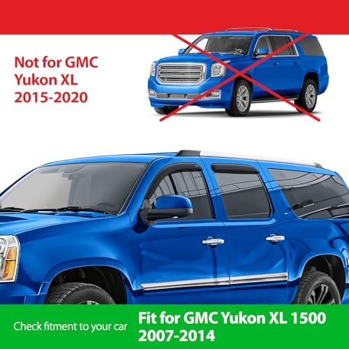 Goodyear Shatterproof Window Deflectors for GMC Yukon XL 1500 2007-2014, Tape-on Rain Guards, Window Visors, Vent Deflector Visor, Car Accessories, 4 pcs. - GY008841
