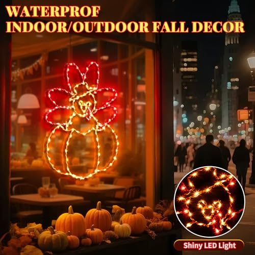 Hiboom Thanksgiving Turkey Pumpkin String Lights, Orange Red, 23'' - Image 5