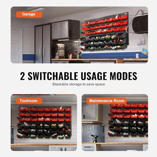 VEVOR 48-Bin Wall Mounted Storage Bins Parts Rack Organizer Garage Shop Tool Organizer for Screws, Nuts, Bolts, Nails, Beads, and Small Hardware Parts, With Wall Panels - Image 6