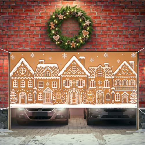 Christmas Gingerbread Village Garage Door Cover Decoration 7 x 16 ft - Image 6