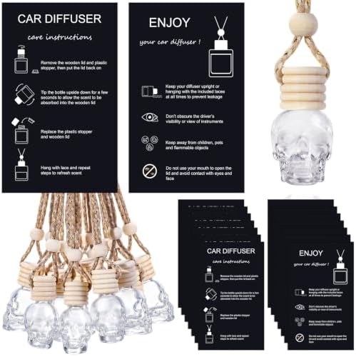 Boao 50 Sets Halloween Skull Hanging Car Air Freshener Diffuser Bottles