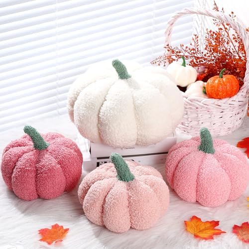 Kajaia 4 Pcs Pumpkin Pillow Fall Decor Thanksgiving, Modern Color - Image 5