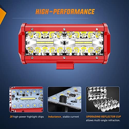 Nilight LED Lights 2PCS 6.5 Inch with Wiring Kit on Truck SUV, Red Shell