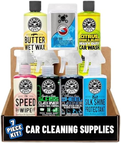 Chemical Guys, 7-Piece Starter Car Care Kit, Wash, Wax & Interior Cleaning