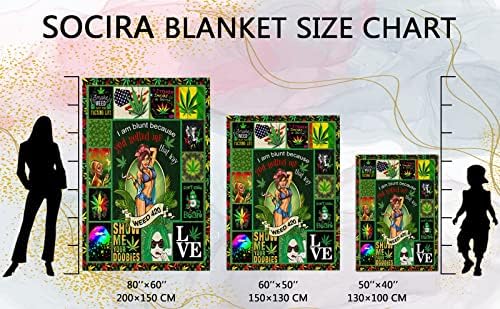Socira Marijuana Fleece Sherpa Blanket,Weed Decor Cannabis Leaves Super Soft Sofa Blanket for Men Women,Warm Noon Break Office Blanket,Weed Gifts Thin Bed Blanket for Home Couch Car 50''X60'' - Image 7