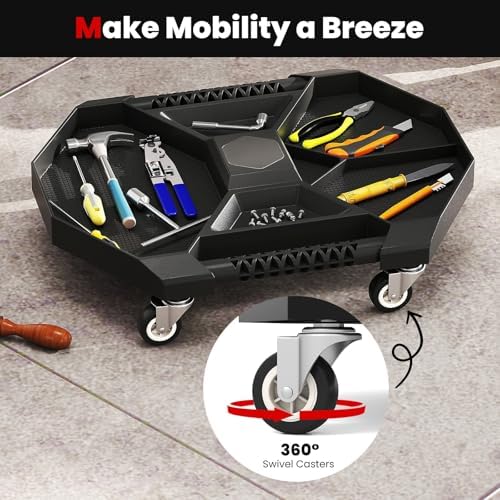 Goplus Rolling Tool Tray, Under Car Magnetic Moving Tray with 4 Swivel Casters, 55 LBS Capacity Caddy Tray, Tool Tray Creeper for Garage, Workshop, Automotive Repair, Mechanics - Image 3