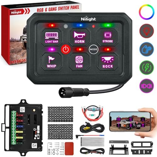 Nilight 6 Gang Switch Panel APP RGB 12V 24V Circuit Control System 4-Mode