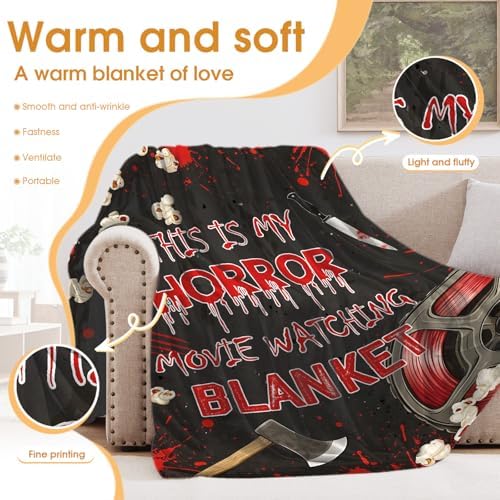 Horror Movie Throw Blanket, Horror Movie Gifts for Adult Men Women, Bed Room Sofa Couch Home Theater Decorations for Who Love Watching Horror Movies 60"x80" - Image 3