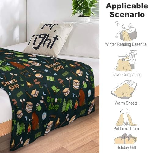Socira Funny S More Camping Blanket Throw Blanket Funny S More Camping Gifts for Women Men Soft Sofa Throws for Travel Camping Bed Home Decor Car Birthday Gift 60"*80"（150 * 200cm） - Image 7
