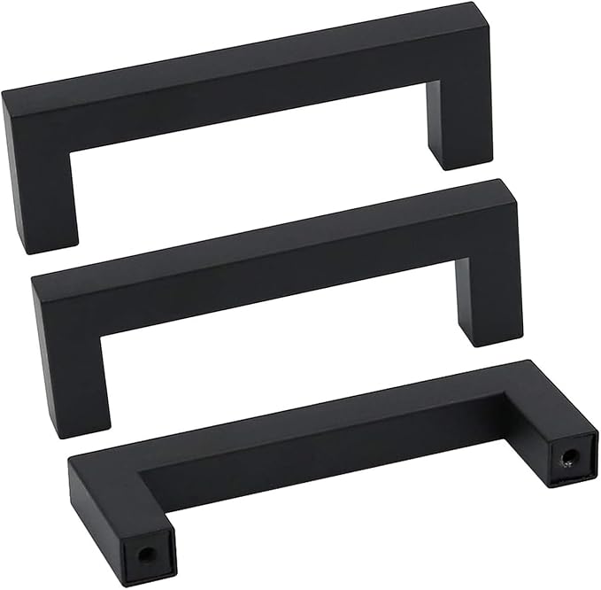 goldenwarm 3 Inch 150 Pack Matte Black Flat Square Bar Kitchen Hardware Closet - Image 9