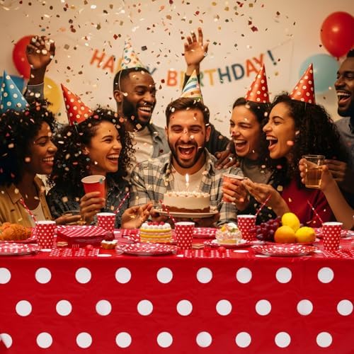 Funnymoom 452 Pcs Red Polka Dot Birthday Party Decoration for 50 Guests - Image 5