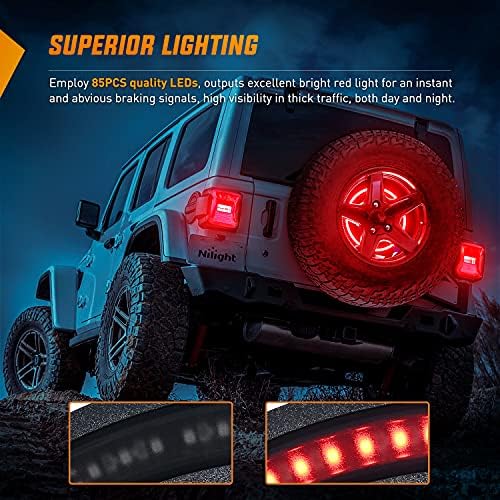 Nilight Spare Tire Brake Light, 3rd Brake Light for Jeep Wrangler JK JKU