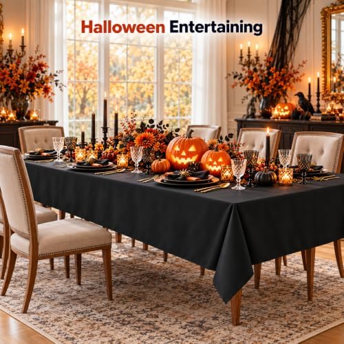 QIKSION 2 Pack Black Plastic Tablecloth, Black Table Cloth Disposable - Image 2