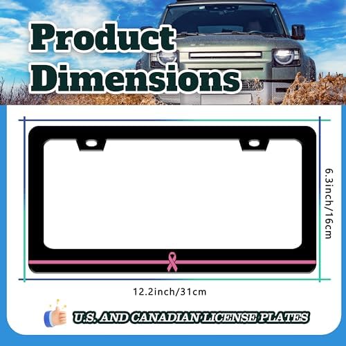 2 Pack Pink Ribbon Breast Cancer Awareness License Plate Frame 6 X 12 Inch