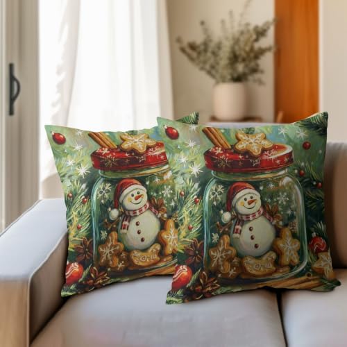 Merry Christmas Snowman Pillow Covers 22x22 Set of 2 Highly Absorbent - Image 3