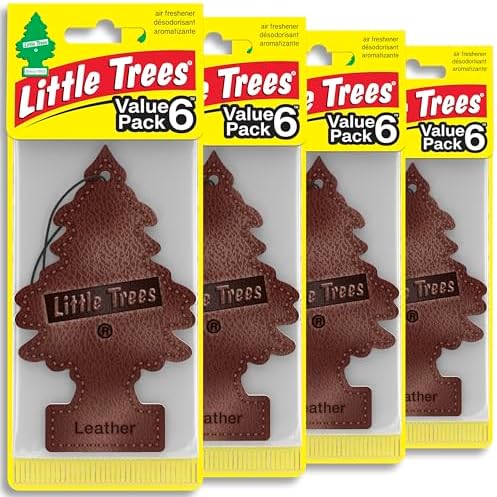 LITTLE TREES Car Air Freshener | Hanging Tree Provides Long Lasting Scent for Auto and Home | Leather, 24 Air Fresheners