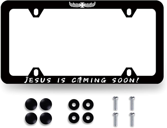 Jesus is Coming Soon License Plate Frame Christian Cross License Plate Holder by MUAWUOIK