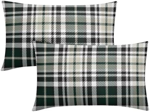 Christmas Plaid Lumber Pillow Covers 12x20 Set of 2 Green Highly Absorbent by Unknown