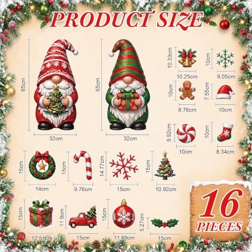 Flutesan 16 Pcs Christmas Gnome Garage Door Magnets, 26" Tree Snowflake - Image 2