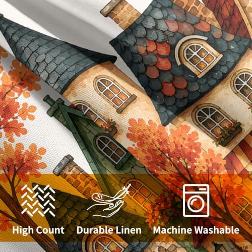 Fall Fairy Tale Cottage Pillow Covers 22x22 Set of 2 Thanksgiving Orange Pumpkin Maple Leaves Outdoor Throw Pillows Covers Black Cat Decorative Farmhouse Cushion Case for Room Couch Sofa - Image 6