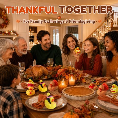 36Pcs Thanksgiving Rubber Ducks Bulk, Fall Turkey Duckies Toys Party Favors - Image 3