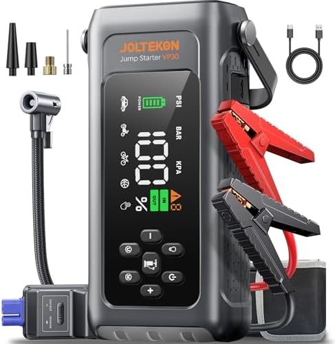 Car Battery Jump Starter with Air Compressor 4500A 150PSI, Car Jumper Starter Portable (9L Gas/8L Diesel), Jump Box Car Battery with Auto-Shutoff Tire Inflator, Jumper Cables and Light by Unknown