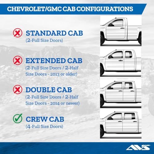 Auto Ventshade [AVS] in-Channel Rain Guards for 2019-2026 Chevrolet/GMC Silverado/Sierra 1500, 2020-2026 Silverado/Sierra 2500/3500, Crew CAB ONLY | Window Vent Visors, 4 pcs. - Smoke | 194805