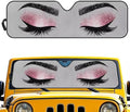 Renewold Eyelash Car Windshield Sunshade Car Front Window Sun Shade for Jeep Wrangler JK JKU JL JLU 1997-2023 2 & 4 Door Jeep Gladiator Auto Sun Blocker Visor Shield Decor Cover Keep Vehicle Cool