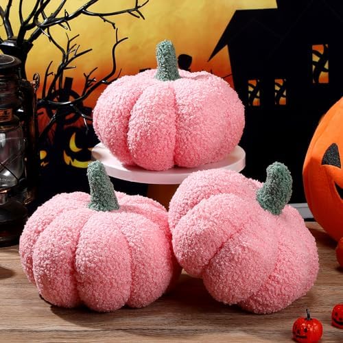 Namalu 3 Pcs Thanksgiving Pumpkin Pillows,7.87 Inch,Pink - Image 3