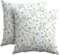 Blue Green Spring Pillow Covers 20x20 Set of 2 Floral Throw Pillow Covers Flower Boho Pillowcase Linen Decoration Farmhouse Soft Decorative Butterfly Vintage Cushion Case Couch for Indoor Home Decor by Unknown